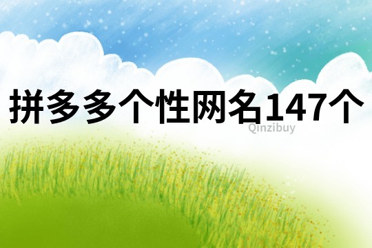 拼多多个性网名147个