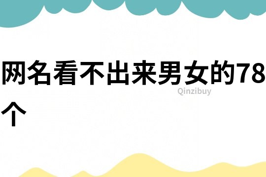 网名看不出来男女的78个