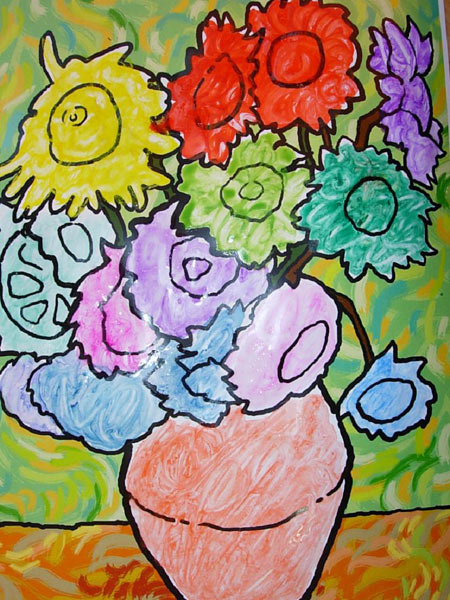 幼儿园大班美术教案:梵高的画-向日葵