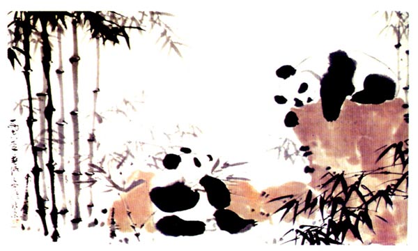 幼儿园大班中国画教案:熊猫
